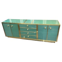 Mid-Century Italian Glass and Brass Credenza/Sideboard