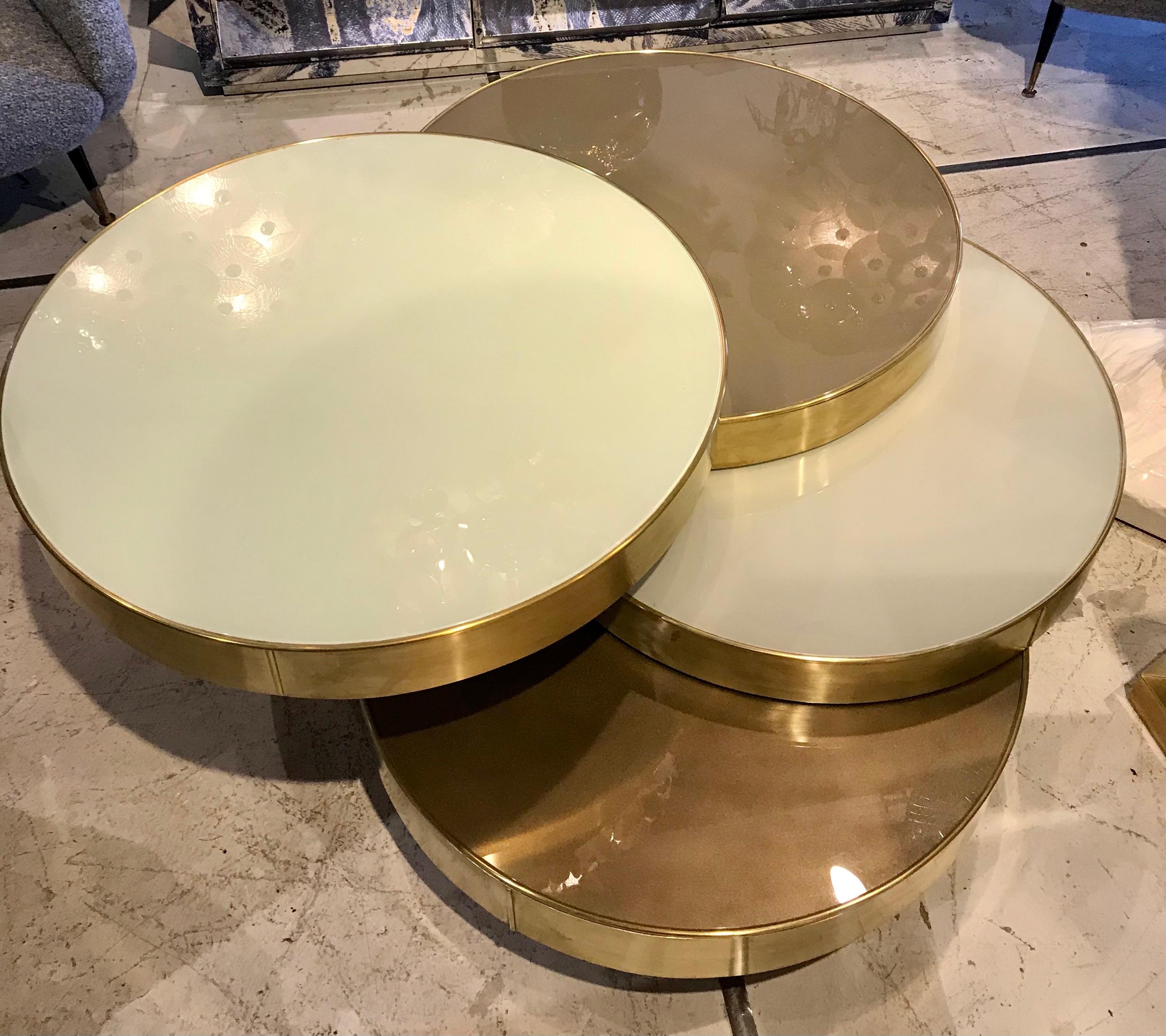 Midcentury Italian Glass and Brass Modular Cocktail Table 6