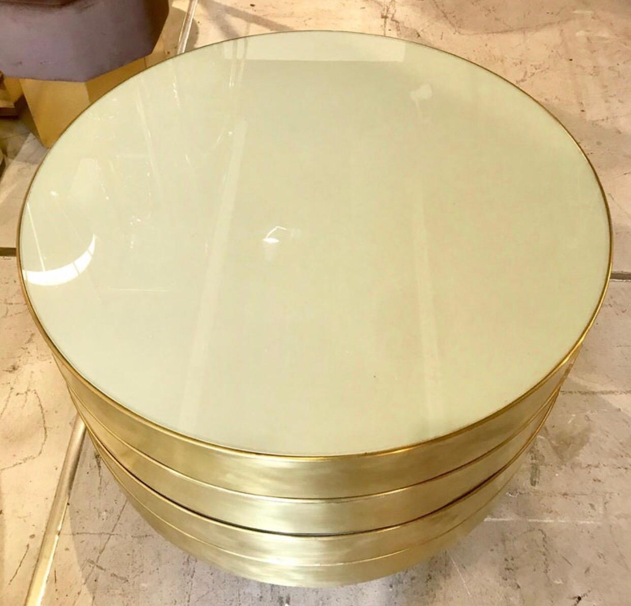 Midcentury Italian Glass and Brass Modular Cocktail Table 9