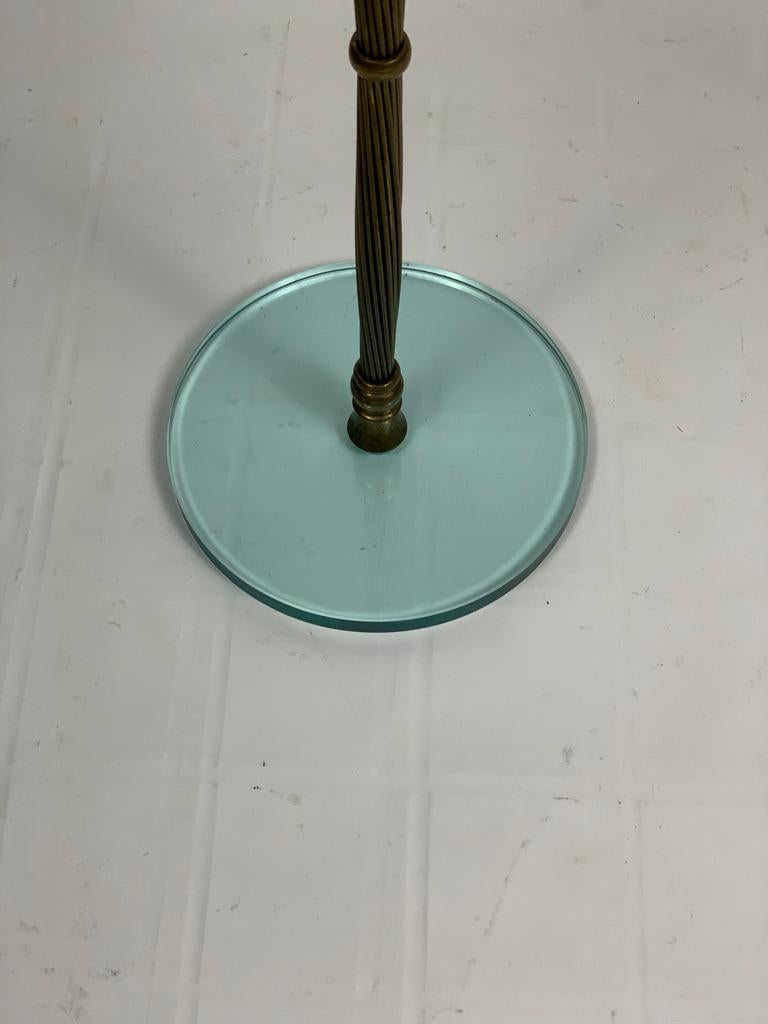 Mid Century Italian Glass and Brass Round Serving Table with Handle 11