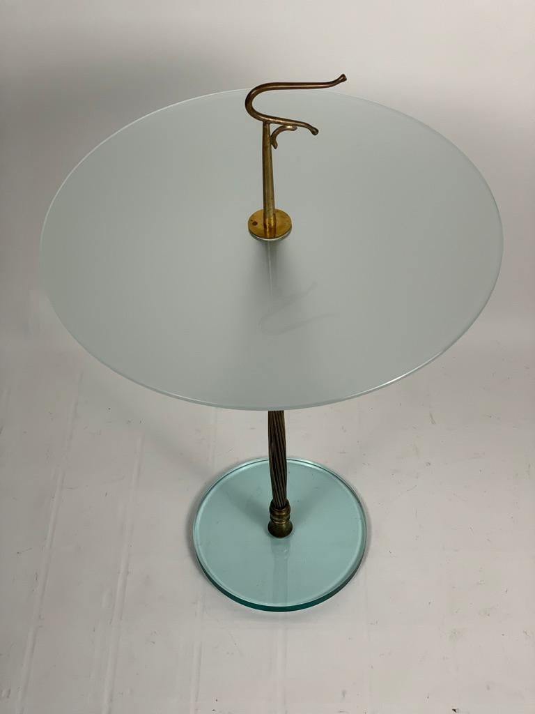 Mid-20th Century Mid Century Italian Glass and Brass Round Serving Table with Handle