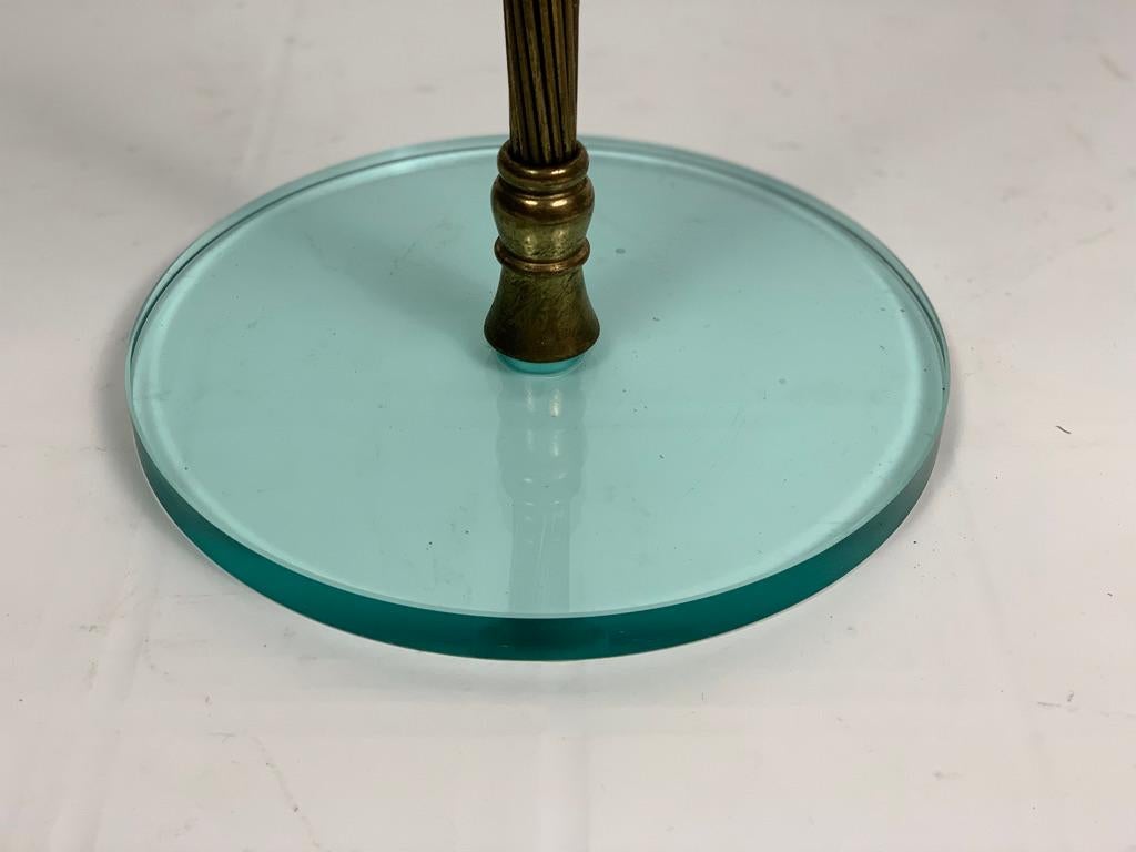 Mid Century Italian Glass and Brass Round Serving Table with Handle 4