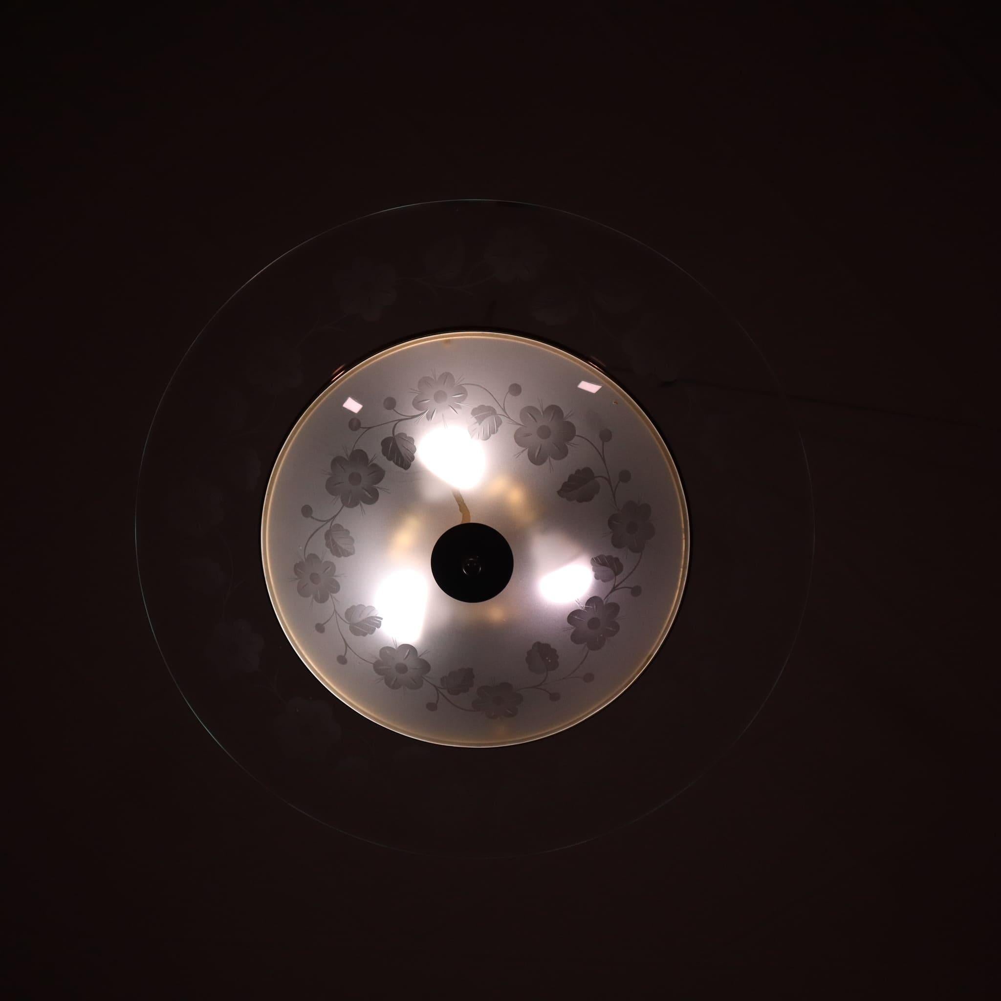 Mid-20th Century Mid-century brass glass chandelier by Pietro Chiesa Fontana Arte Italy 1950s For Sale