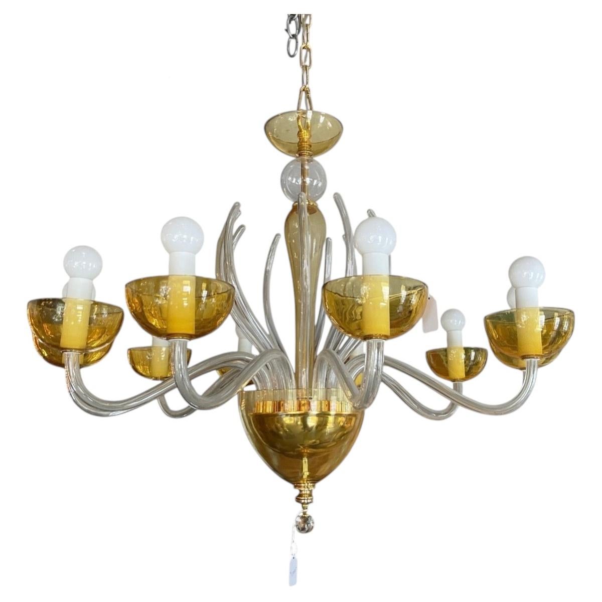 Lampadario in vetro italiano di metà secolo