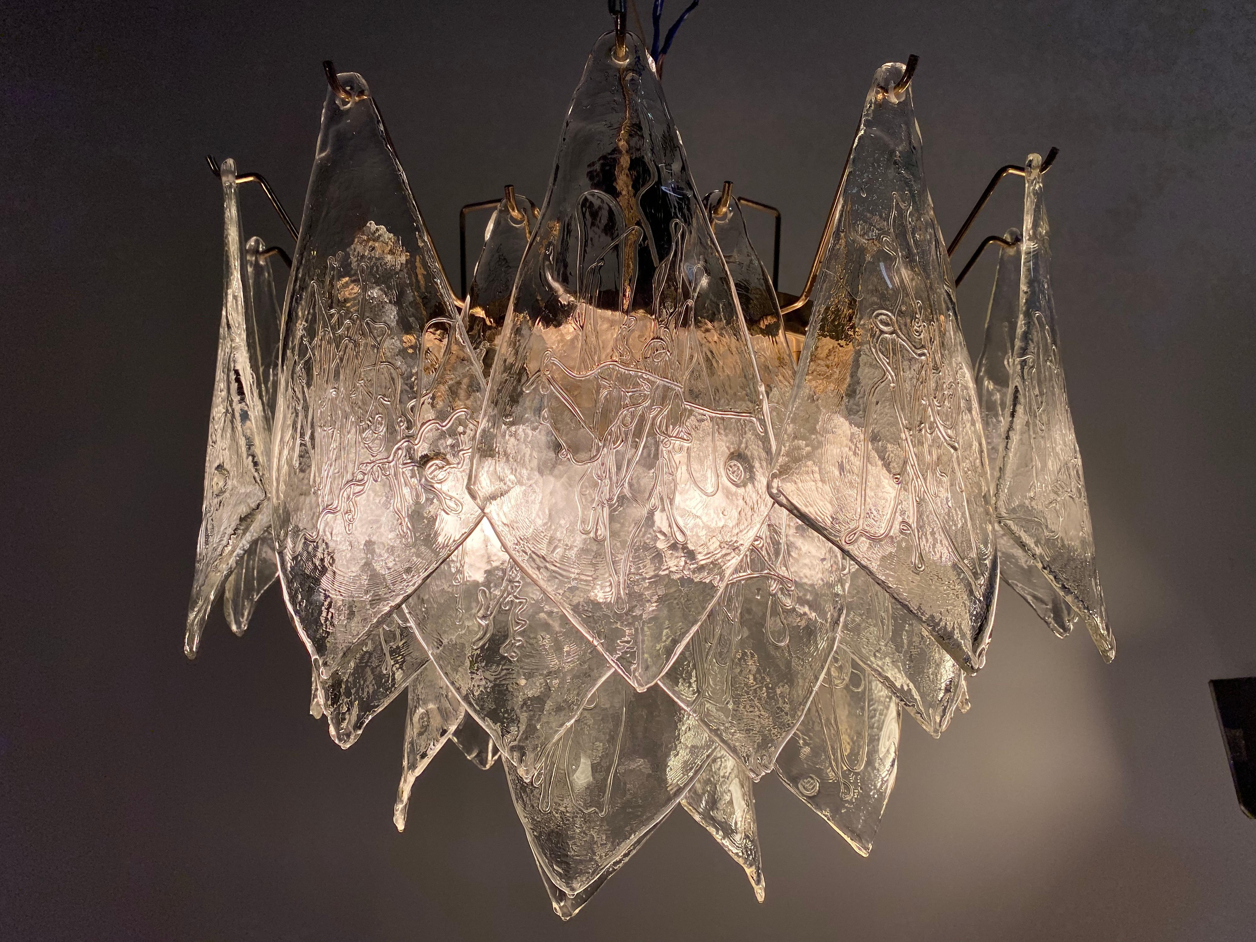 Midcentury Italian Glass Chandelier, Murano, 1980 For Sale 6