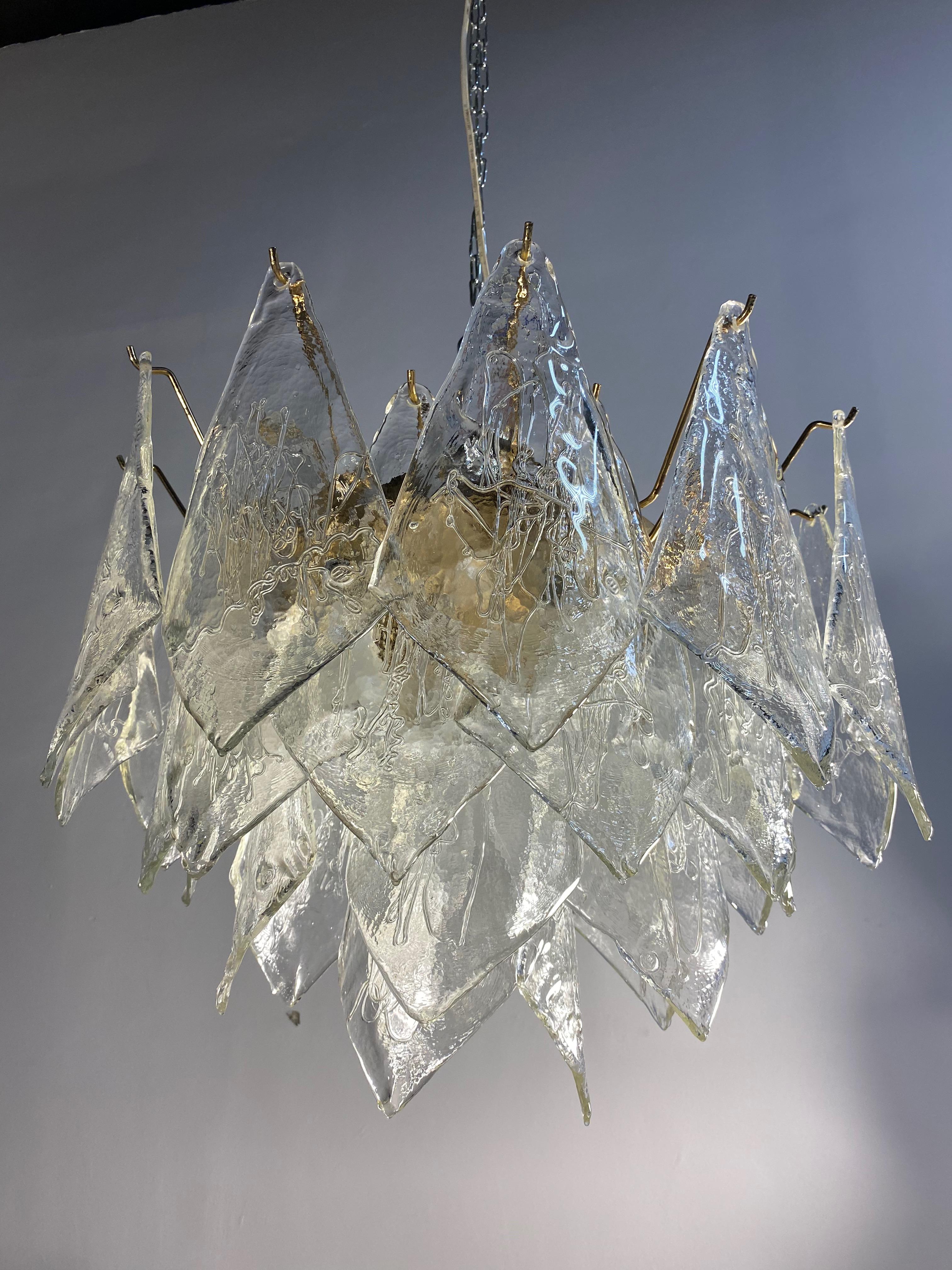 Midcentury Italian Glass Chandelier, Murano, 1980 For Sale 1