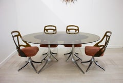 Midcentury Italian Glass Dining Table and Chairs Set of 4, 1960s