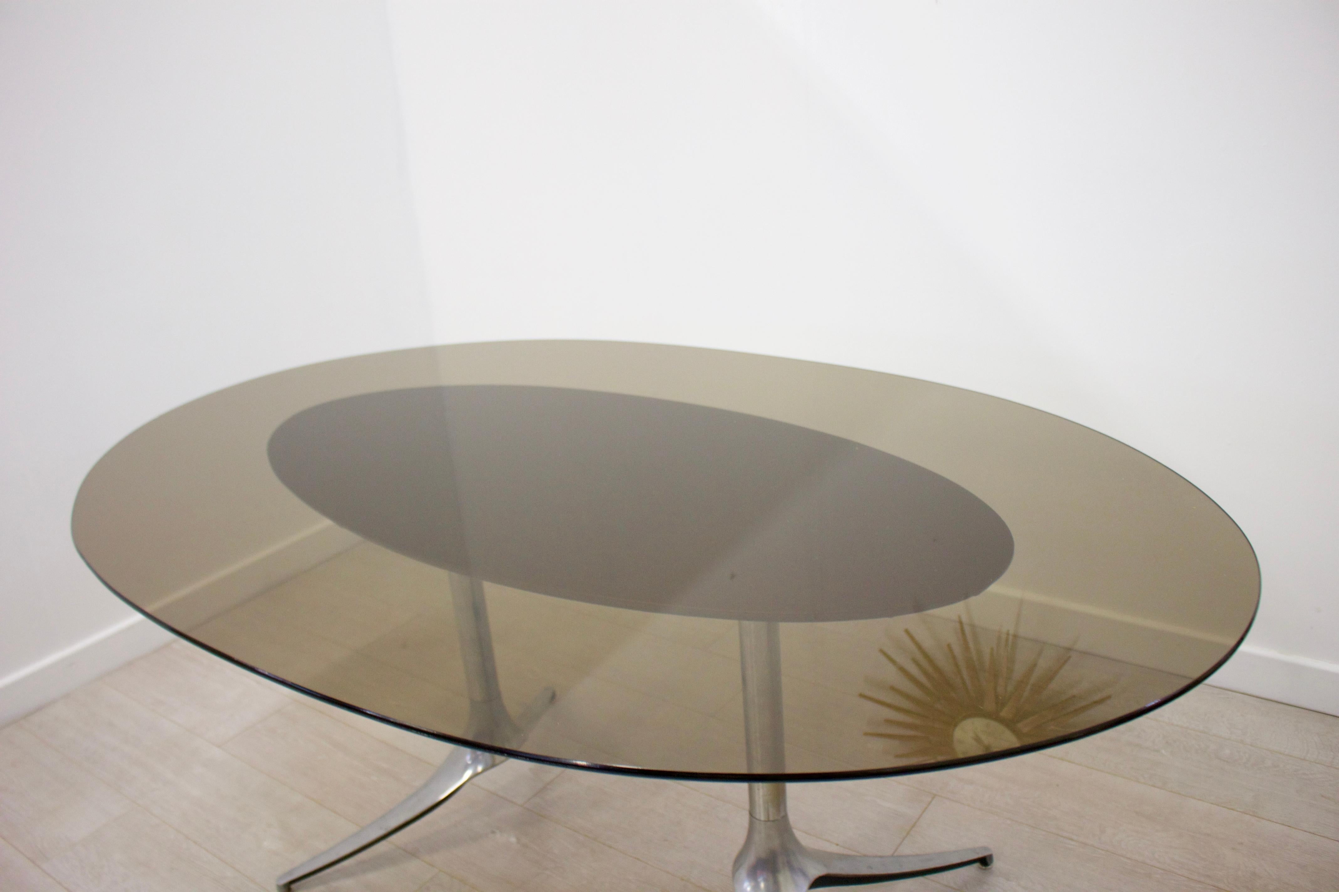 Other Midcentury Italian Glass Dining Table and Chairs Set of 4, 1960s For Sale