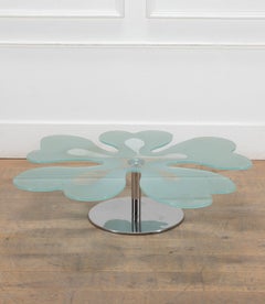 Mid-Century Italian Glass Flower Coffee Table with Chrome Base