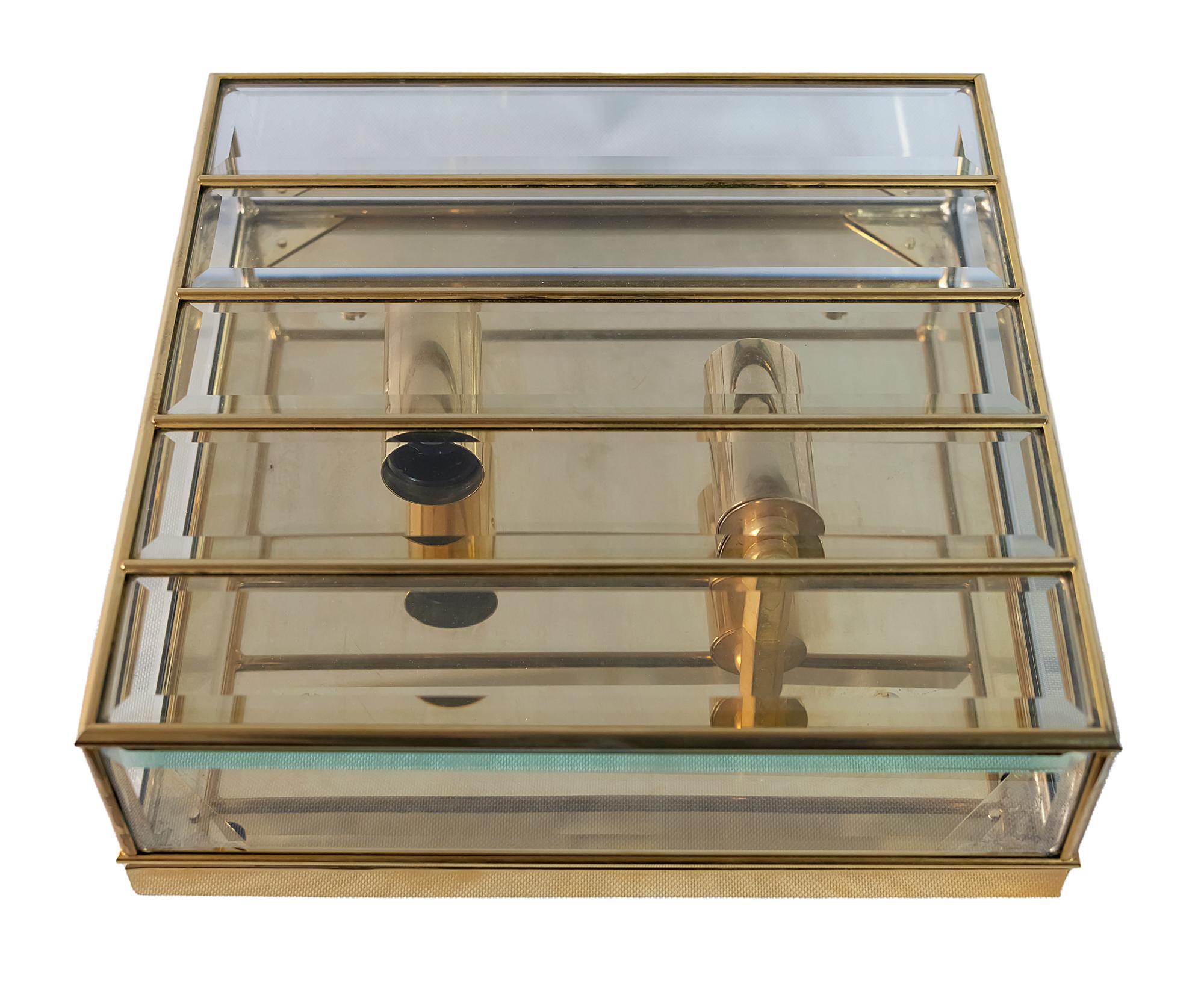 Mid-Century Modern Mid-Century Italian Glass Flush Mount Chandelier For Sale