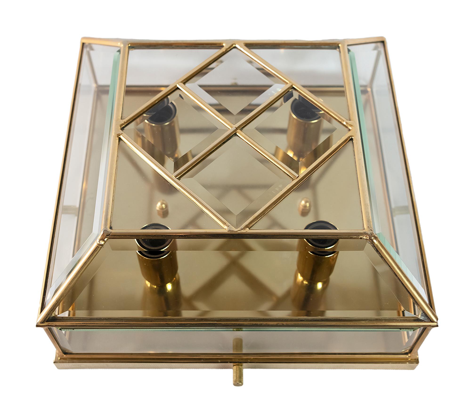 Mid-Century Modern Mid-Century Italian Glass Flush Mount Chandelier For Sale