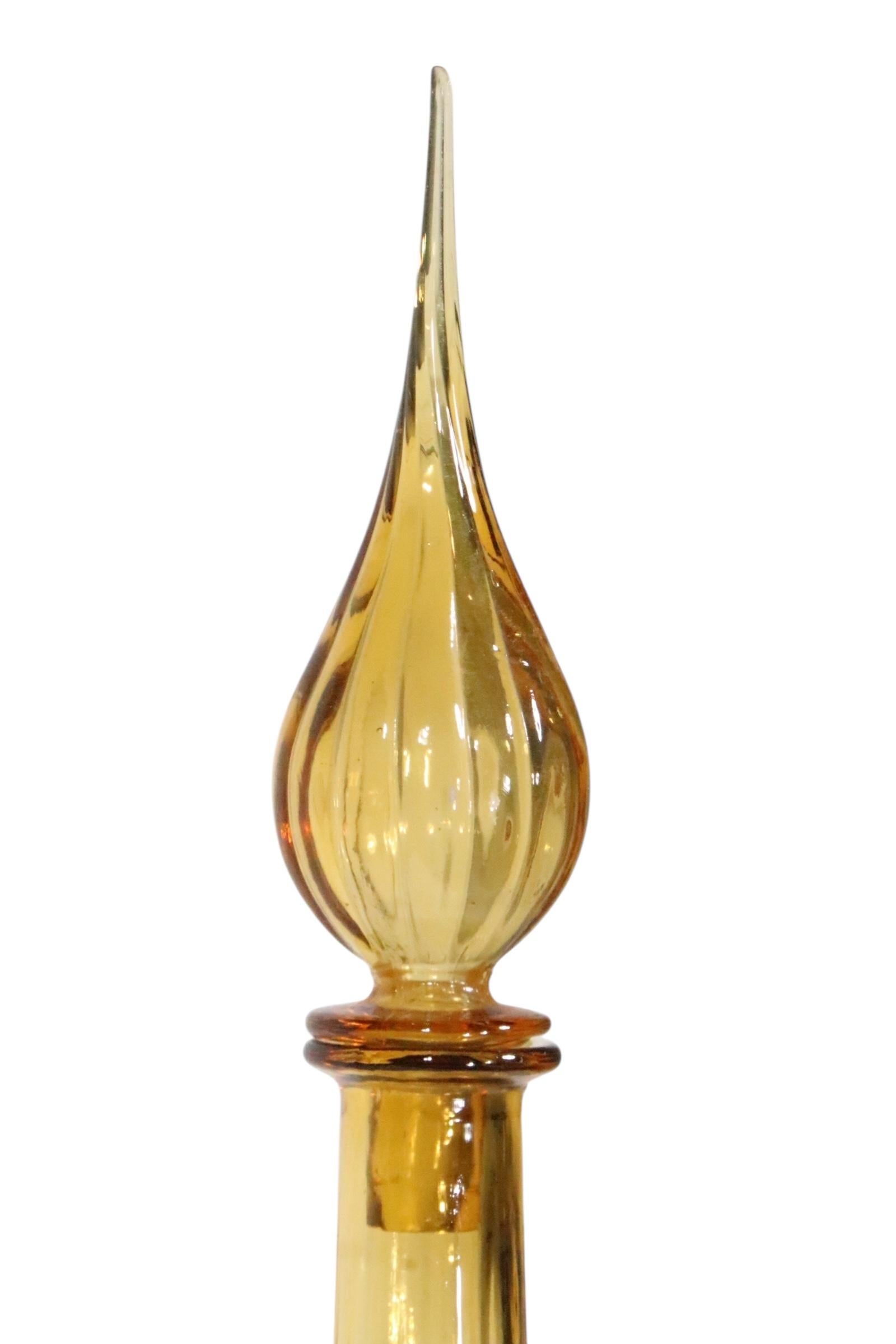 Botella Genio de cristal italiano de mediados de siglo, de Empoli en venta 4