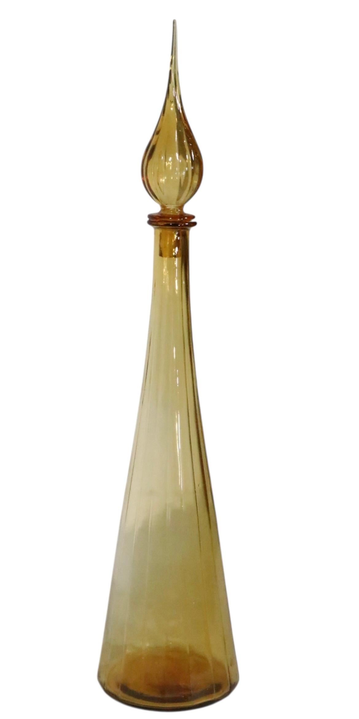 Botella Genio de cristal italiano de mediados de siglo, de Empoli en venta 2