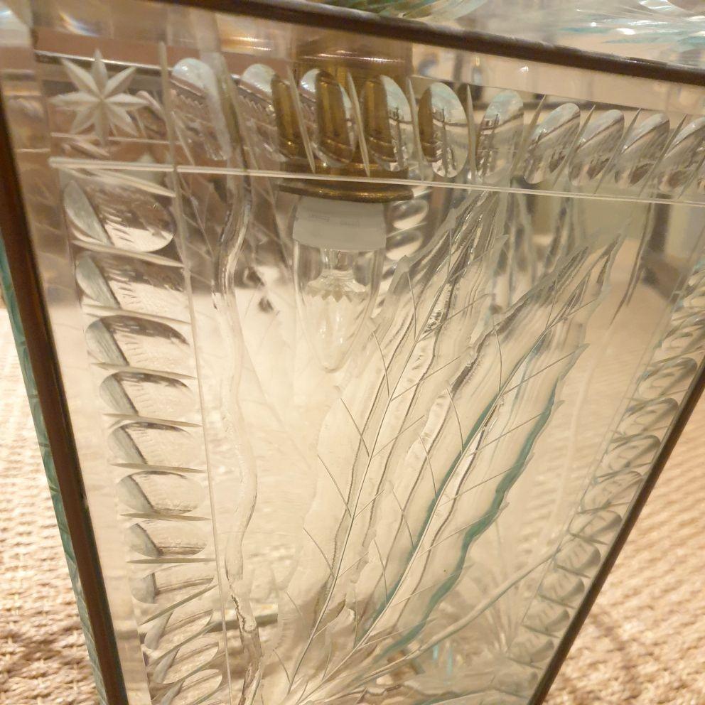 Farol de cristal italiano de mediados de siglo Grabado en venta