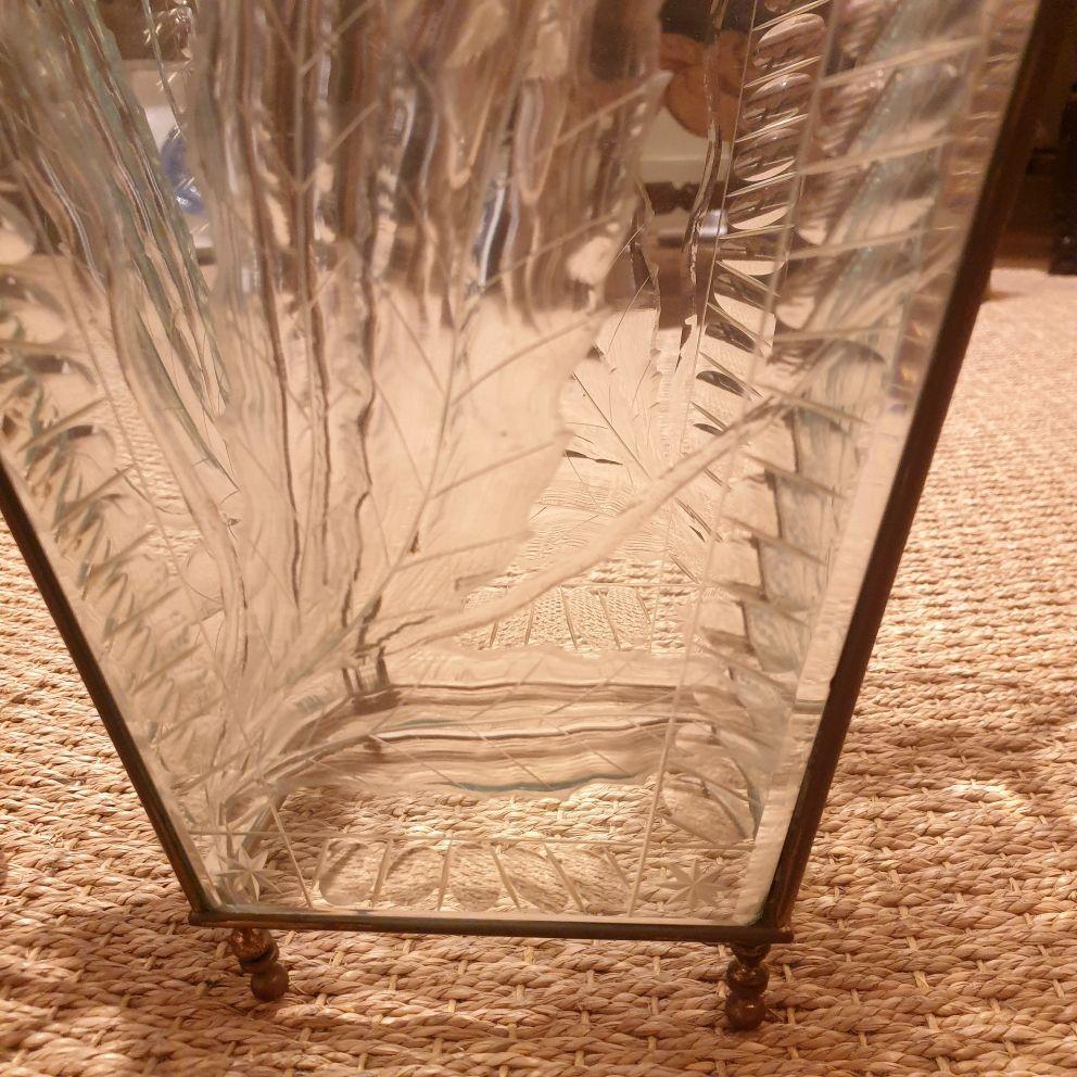 Brass Mid century Italian glass lantern For Sale