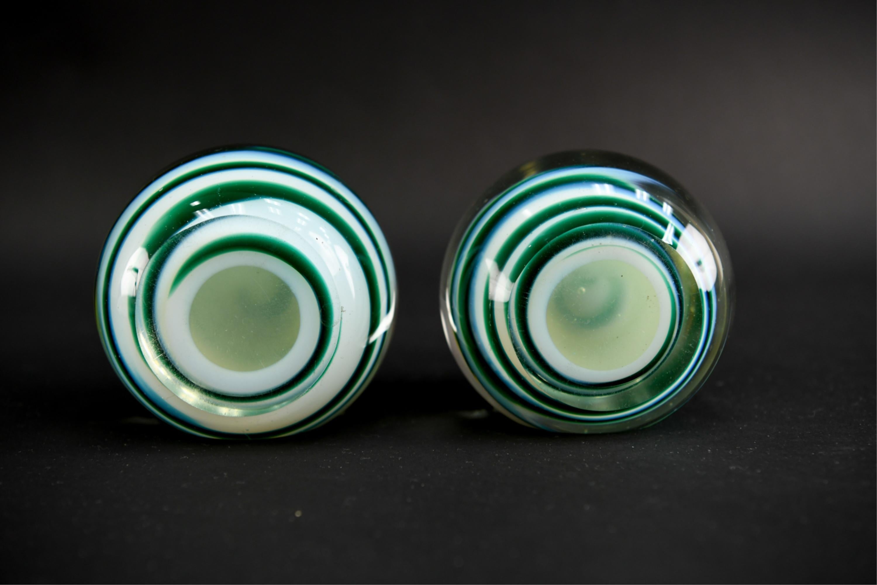 Midcentury Italian Glass Swirl Bookends 1