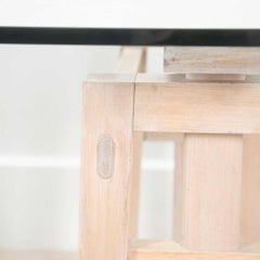 Mid-Century Italian Glass Top Trestle Table