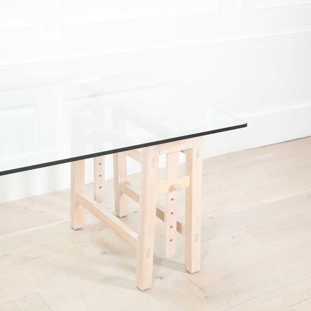 Table à tréteaux italienne du milieu du siècle à plateau en verre Bon état - En vente à Gloucestershire, GB