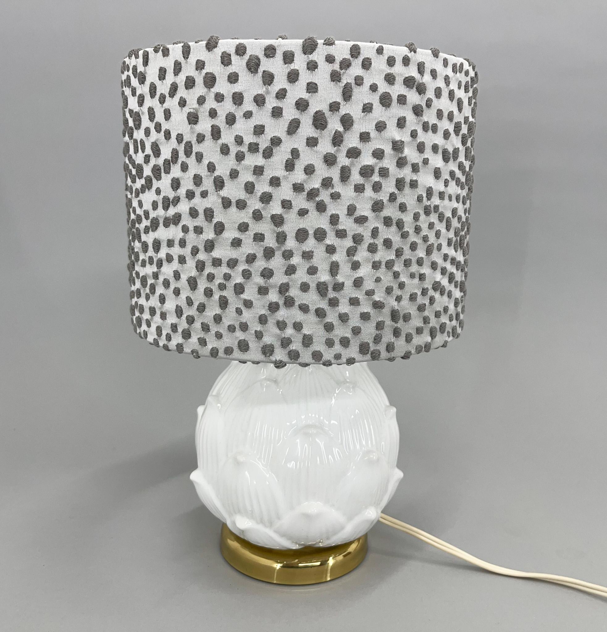 Metal Mid-century Italian Glazed Ceramic Artichoke Table Lamp