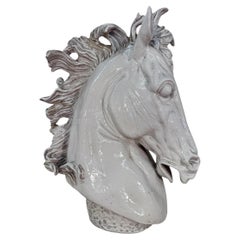 Mid Century Italian Glazed Ceramic Horse Bust
