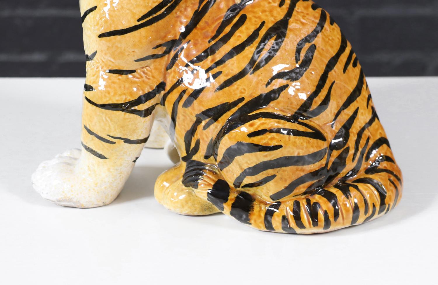 Escultura de tigre de cerámica esmaltada italiana de mediados de siglo en venta 2
