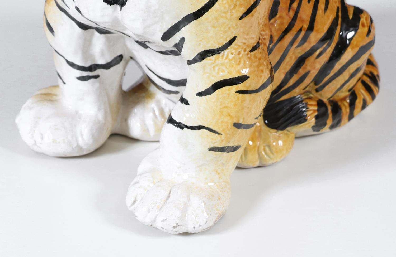 Escultura de tigre de cerámica esmaltada italiana de mediados de siglo en venta 3