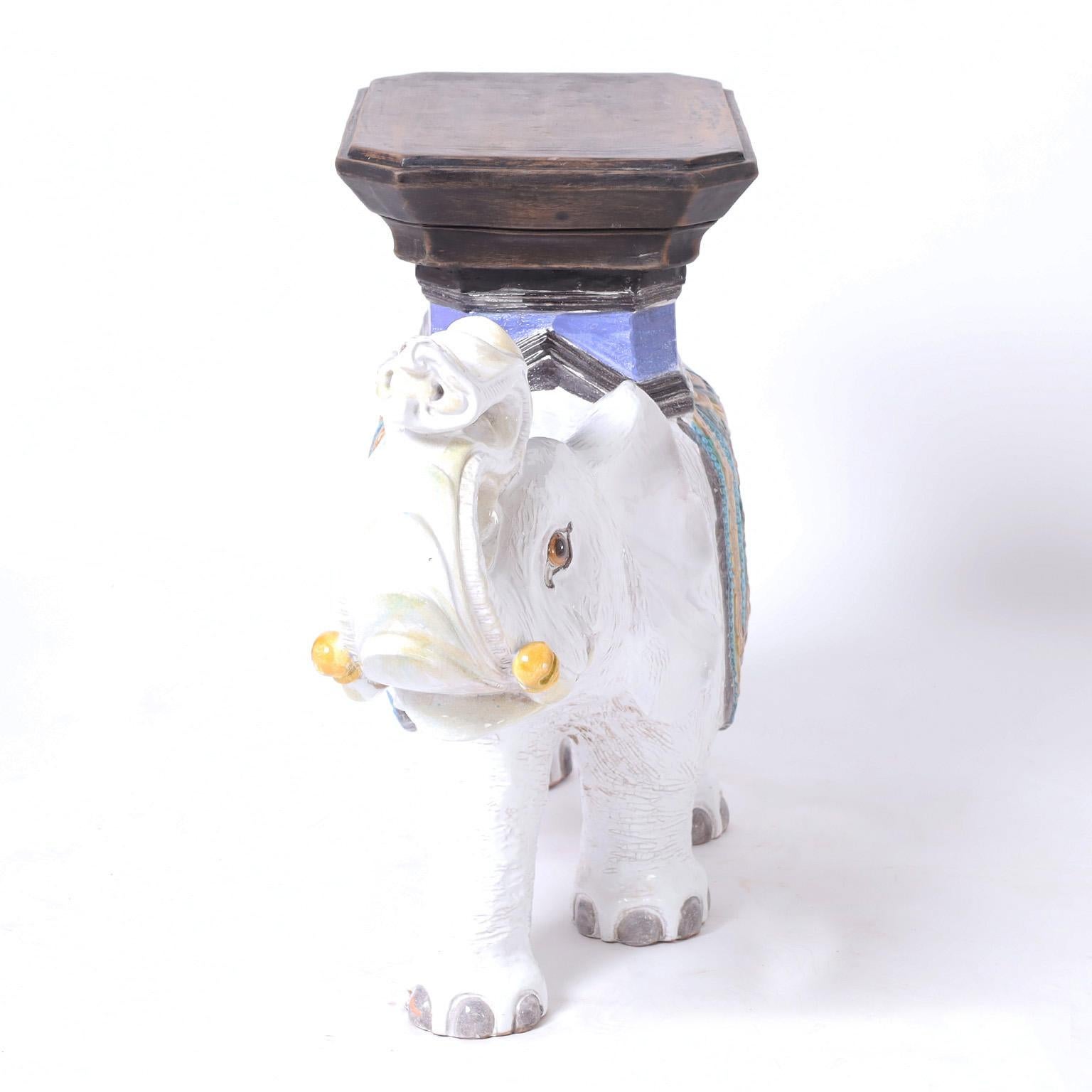 Mid-Century Modern Mid-Century Italian Glazed Earthenware Elephant Stand For Sale
