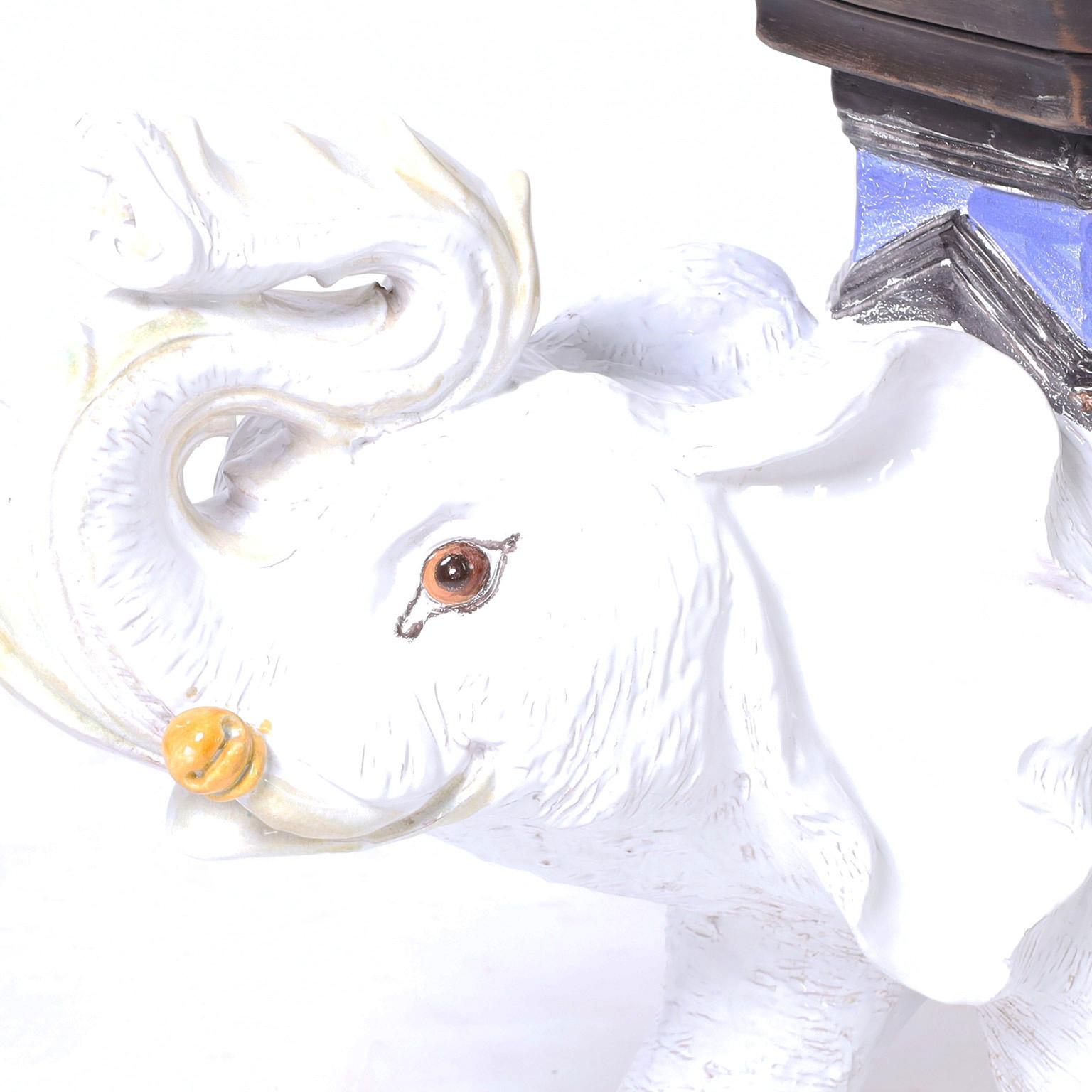 Mid-Century Italian Glazed Earthenware Elephant Stand For Sale 2