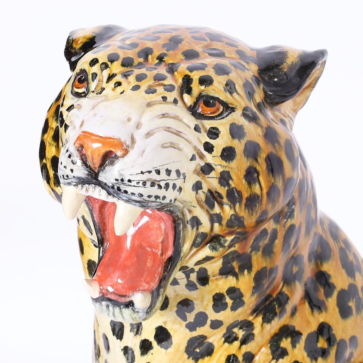 20th Century Mid-Century Italian Glazed Earthenware Leopard