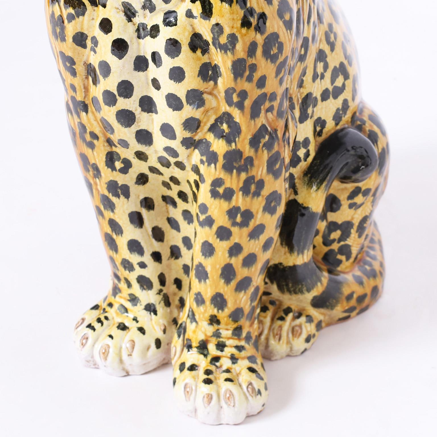 Mid-Century Italian Glazed Earthenware Leopard 1