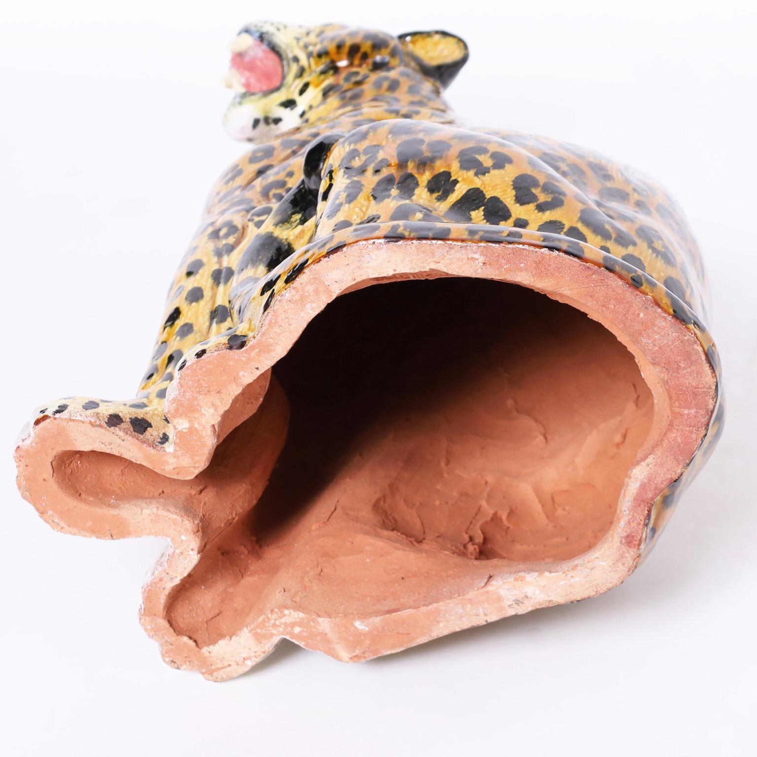 Mid-Century Italian Glazed Earthenware Leopard 2