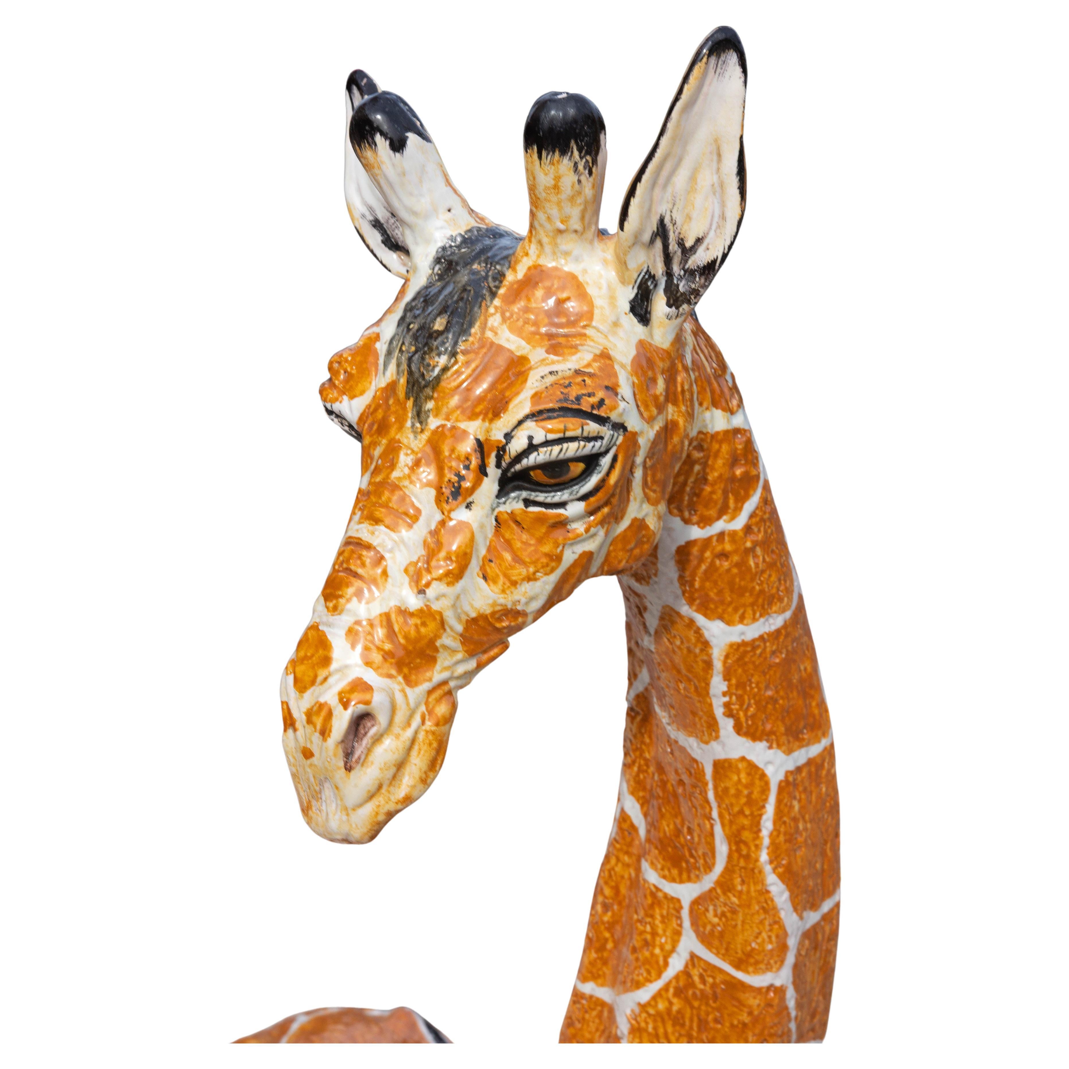 Mid-Century Modern Midcentury Italian Glazed Terracotta Giraffe For Sale