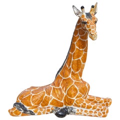 Italienische glasierte Terrakotta-Giraffe aus der Mitte des Jahrhunderts