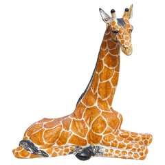 Midcentury Italian Glazed Terracotta Giraffe