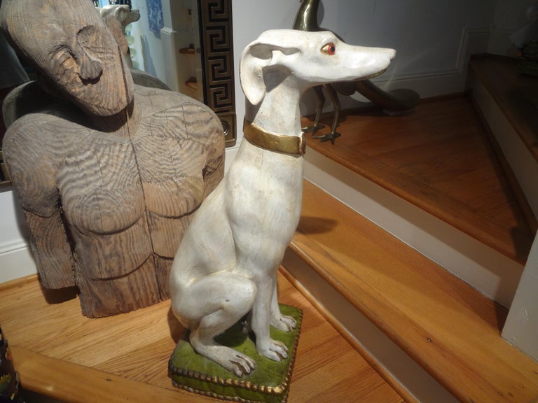 Midcentury Italian Glazed Terracotta Whippet Statue at 1stDibs