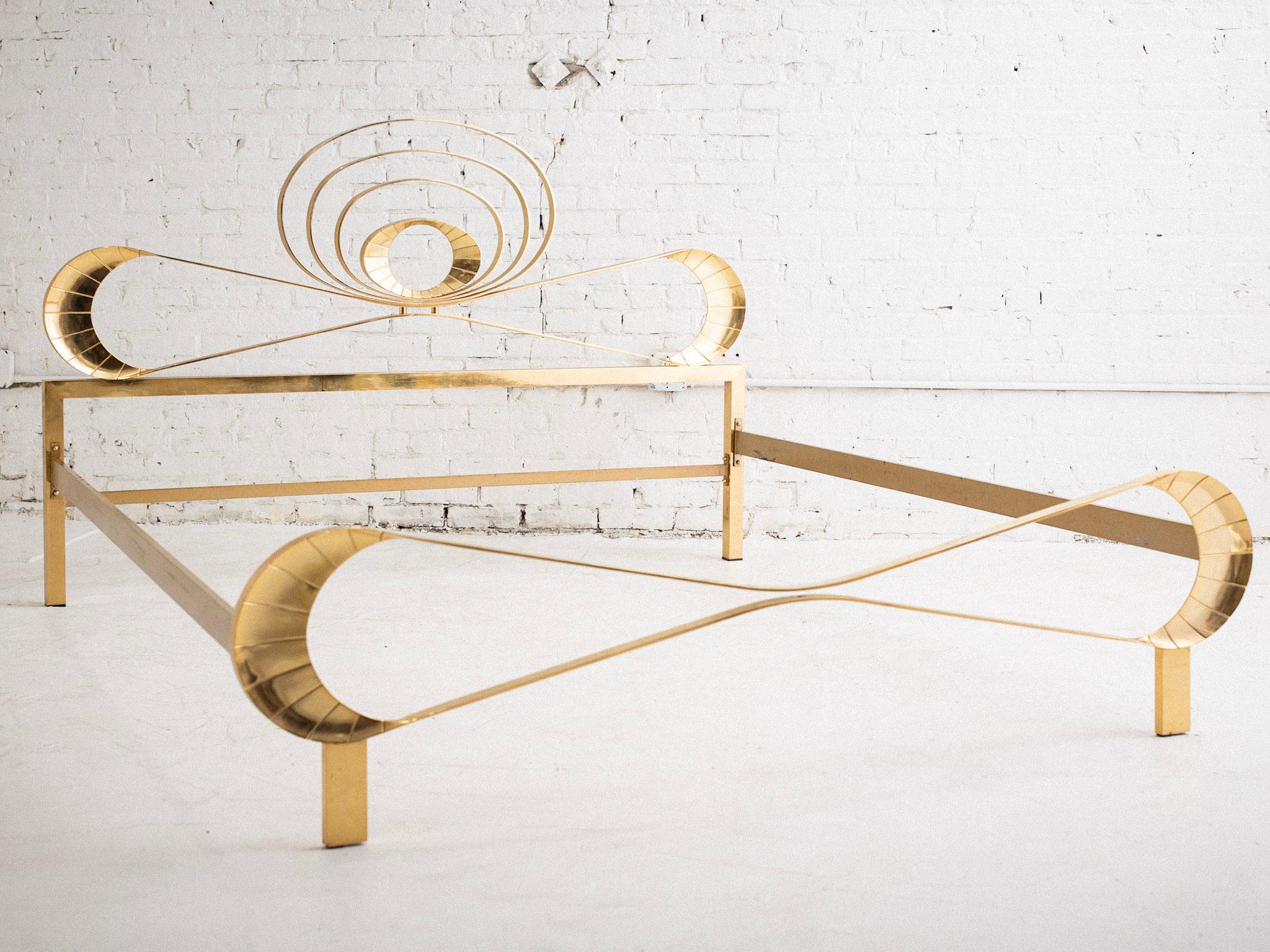 Hollywood Regency Mid Century Italian Gold Bed Frame For Sale