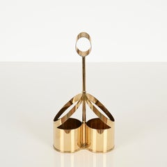Mid-Century Italian Gold Brass Wine Bottle Holder Signed by Cassetti, Italy 1970
