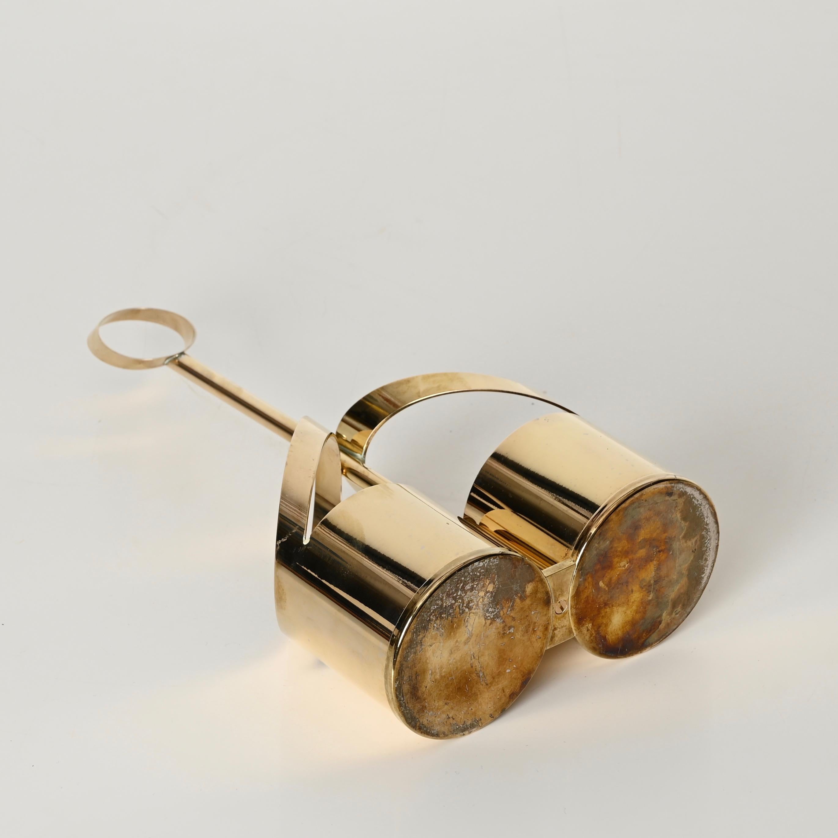 Porte-bouteilles de vin italien du milieu du siècle dernier en laiton doré signé par Cassetti, Italie 1970 en vente 2