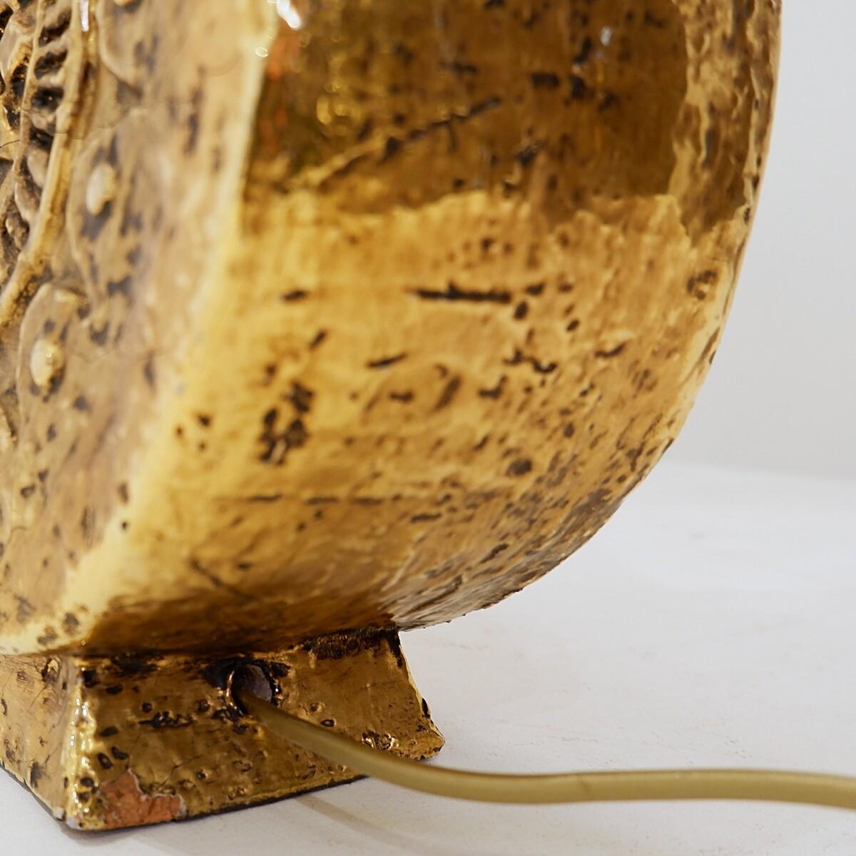 Ceramic Mid-Century Italian Gold ceramic Table Lamp - 1970s For Sale