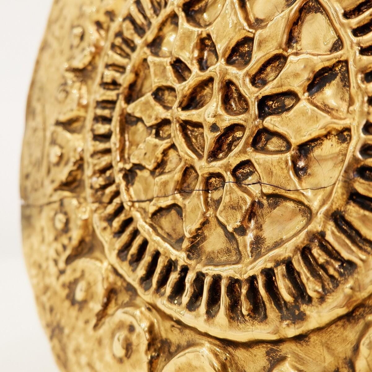 Mid-Century Italienische Gold Keramik Tischlampe im Angebot 2