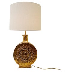 Mid-Century Italienische Gold Keramik Tischlampe