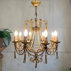 Mid Century Italian Gold Rope and Tassel Chandelier