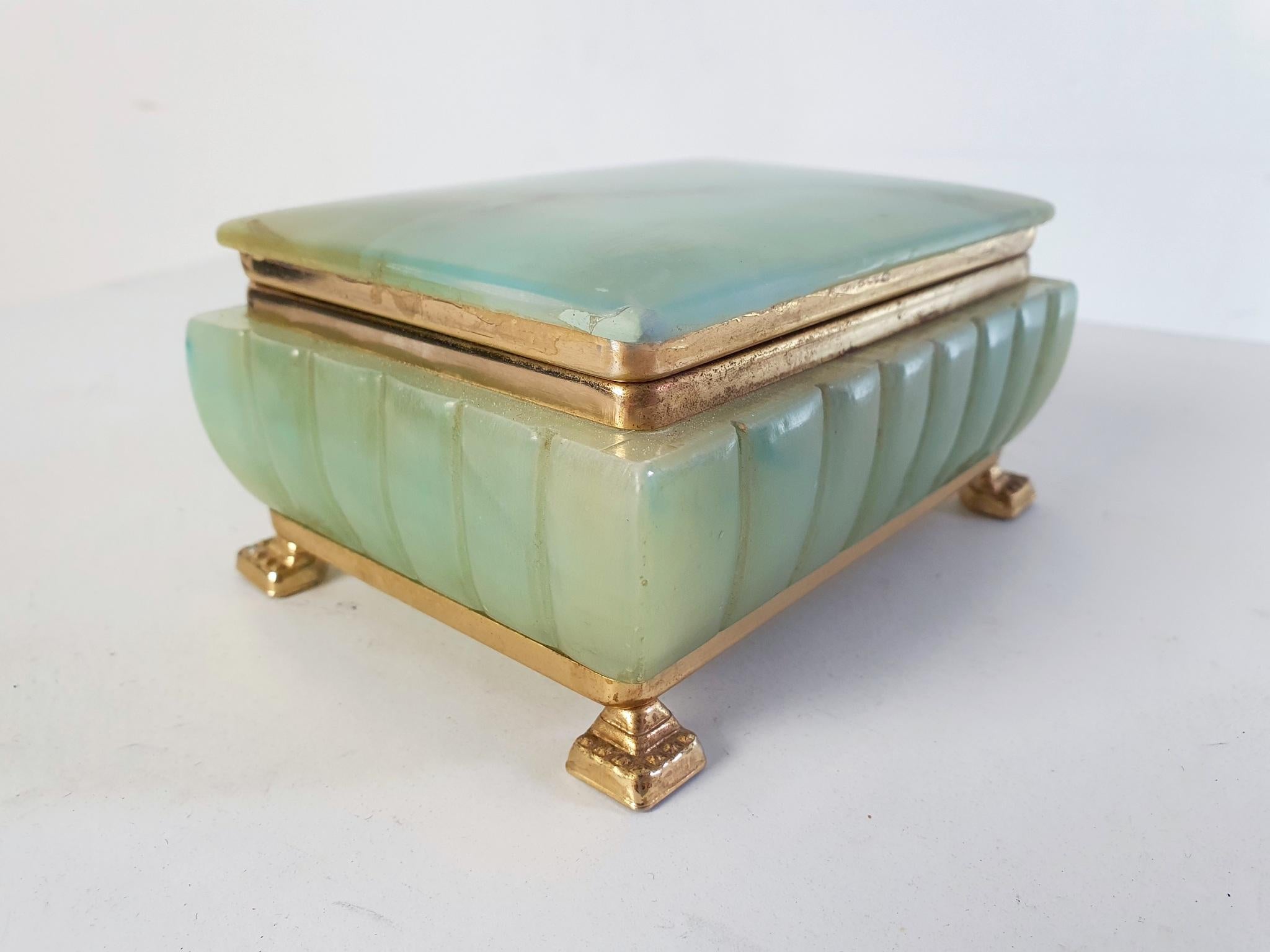 Mid-Century Modern Mid Century Italian Green Alabaster Marble Box
