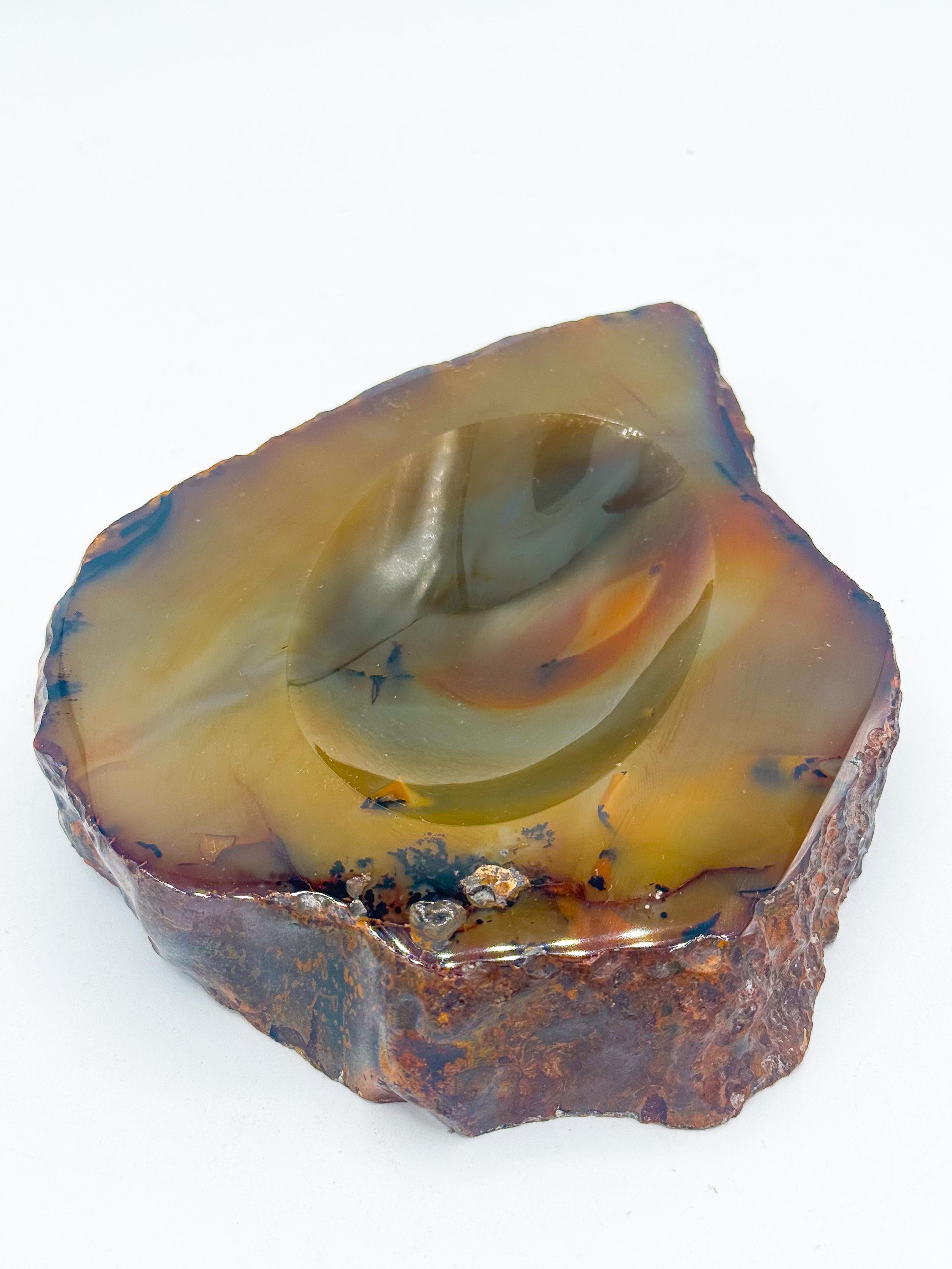 Cendrier ou Vide-Poche italien du milieu du siècle en agate verte et brune, années 1950 Bon état - En vente à Toronto, CA