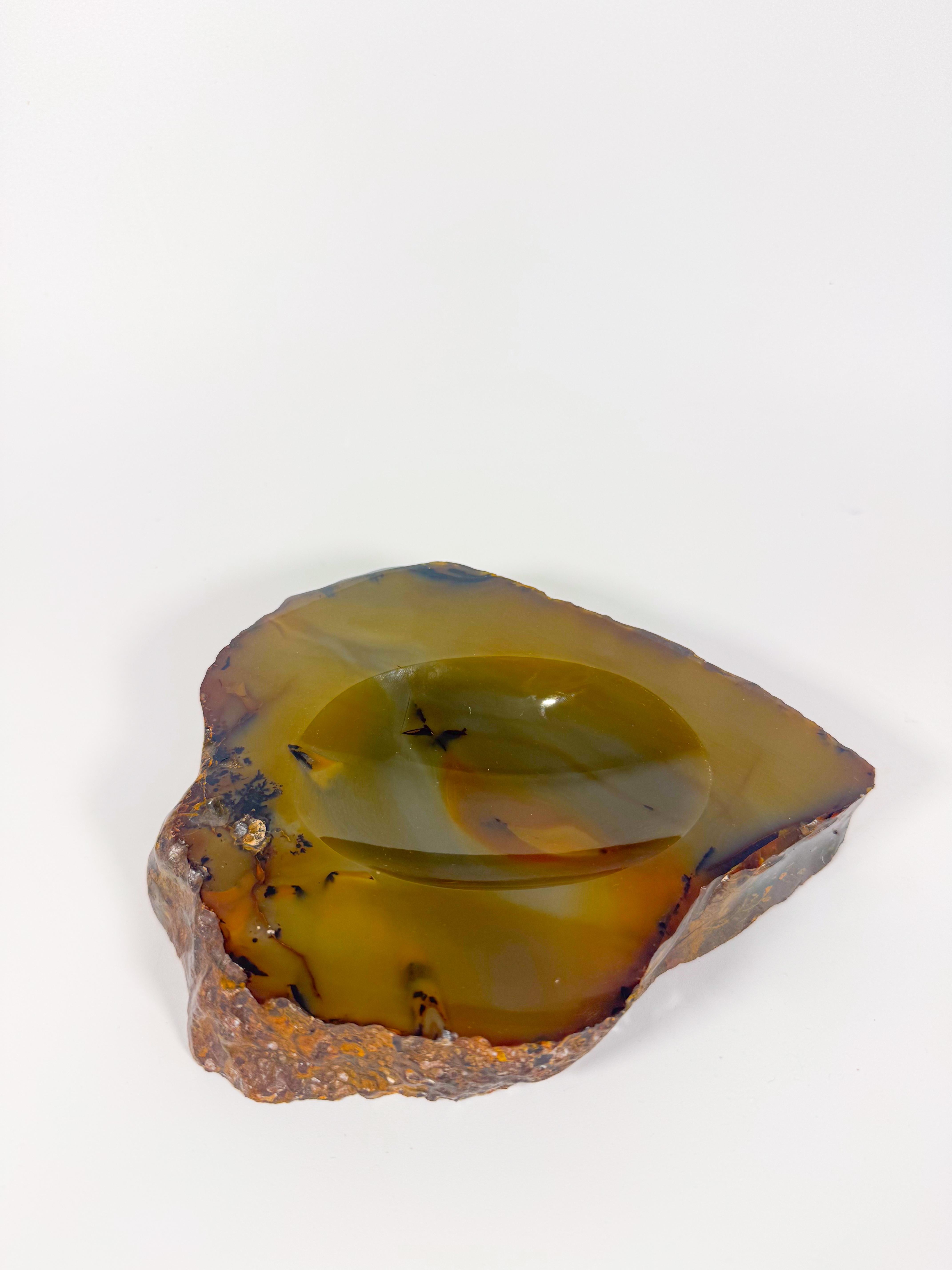 Cendrier ou Vide-Poche italien du milieu du siècle en agate verte et brune, années 1950 en vente 2