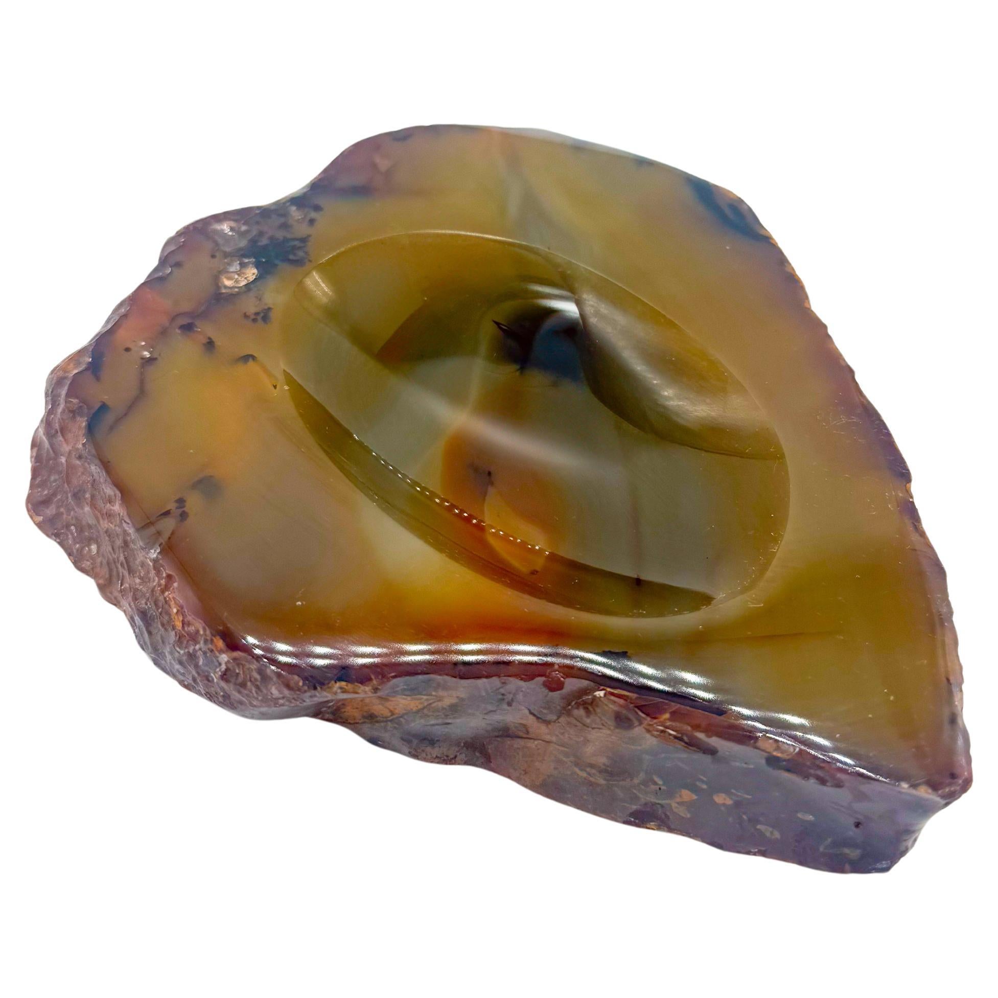 Cendrier ou Vide-Poche italien du milieu du siècle en agate verte et brune, années 1950 en vente