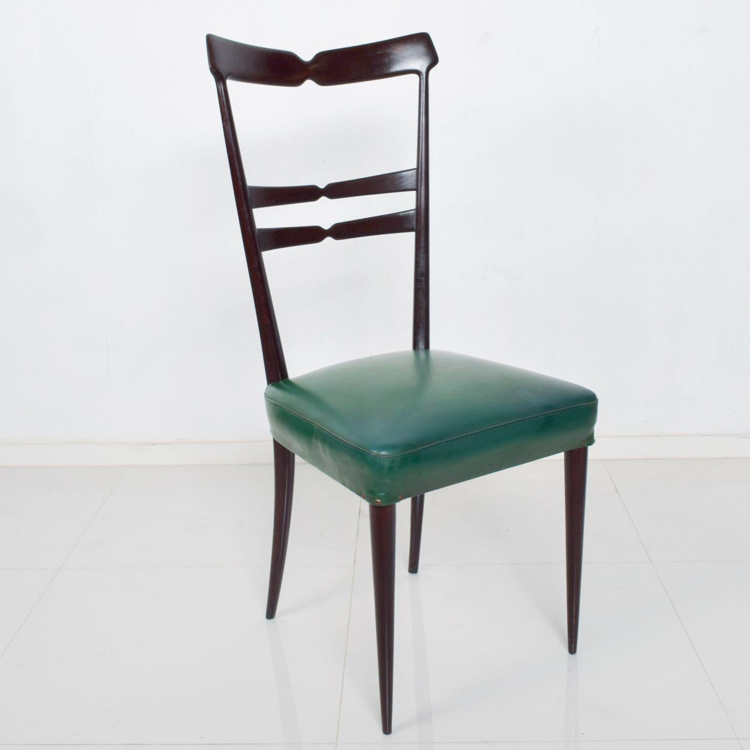 Mid-Century Modern Midcentury Italy in the Style of Ico Parisi Set of 6 Green Dining Chairs 