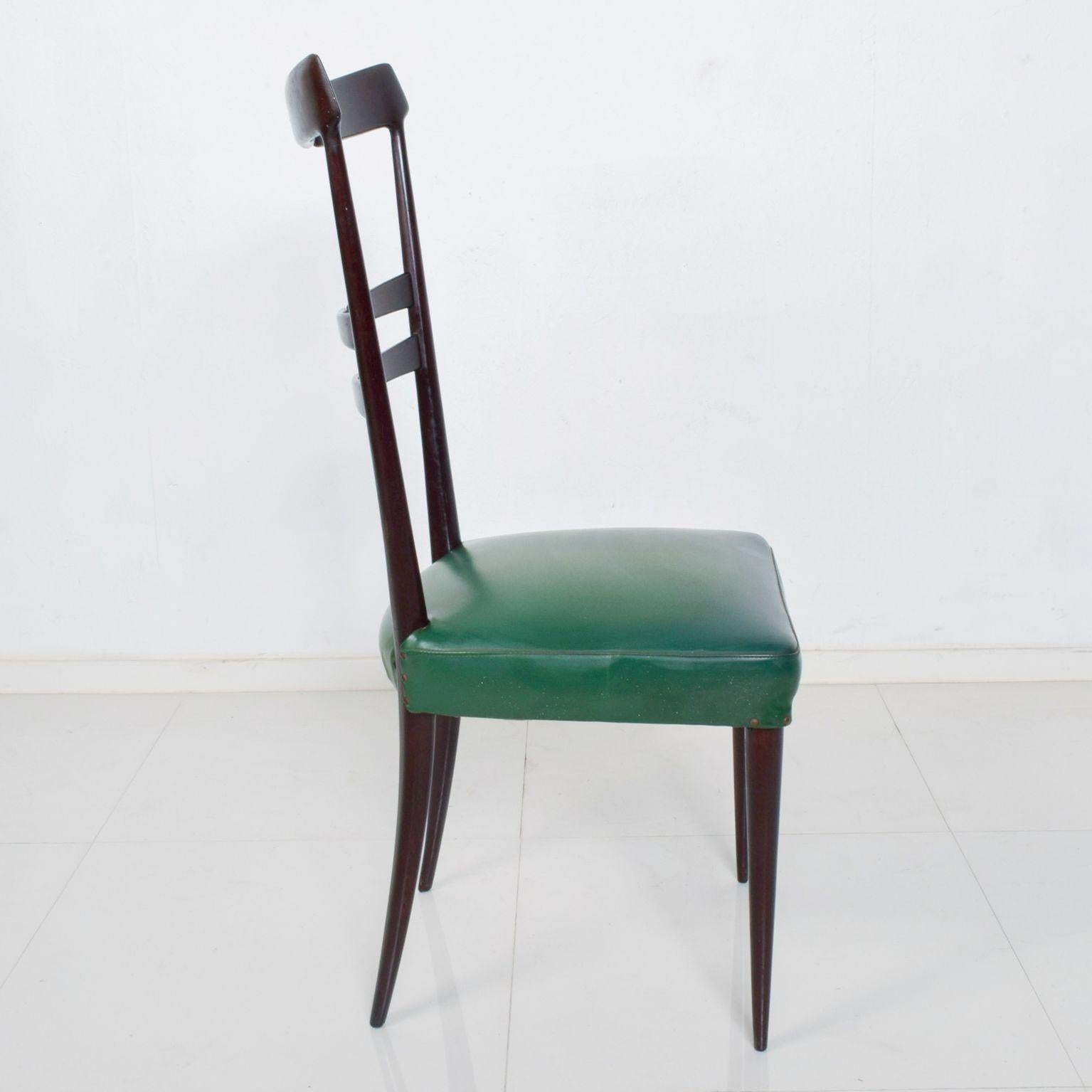 Italian Midcentury Italy in the Style of Ico Parisi Set of 6 Green Dining Chairs 