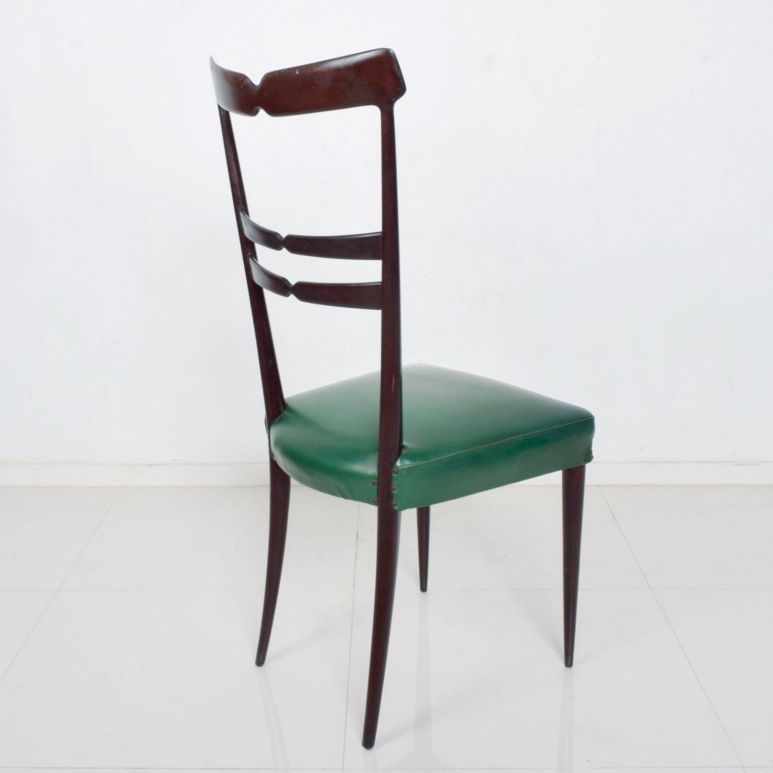 Midcentury Italy in the Style of Ico Parisi Set of 6 Green Dining Chairs  In Good Condition In Chula Vista, CA