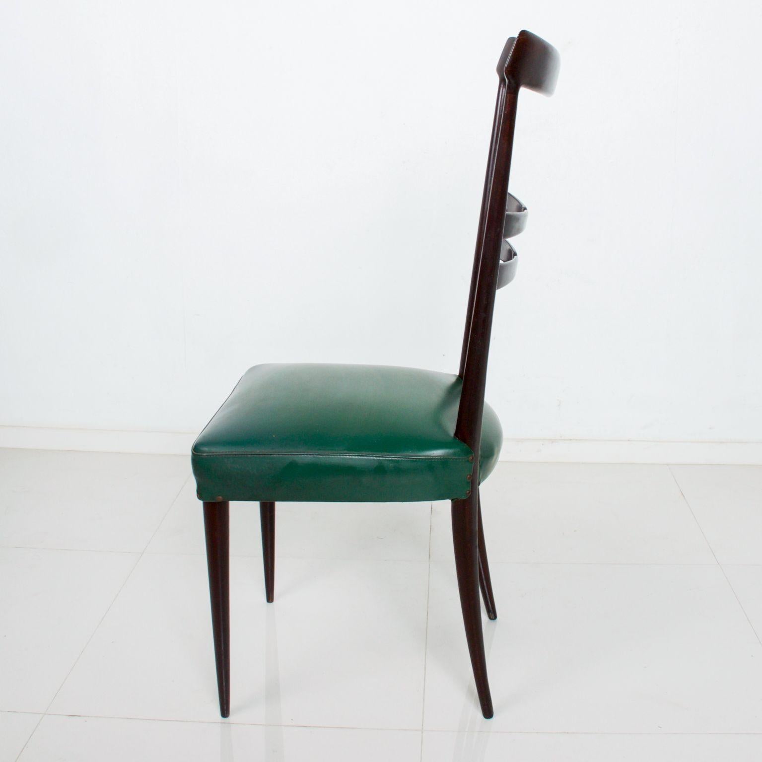 Midcentury Italy in the Style of Ico Parisi Set of 6 Green Dining Chairs  1